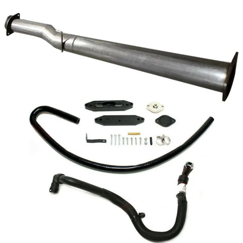 4'' Race Pipe + EGR Valve Cooler Delete Kit W/ Passthrough Plate Exhaust Coolant Line Kit for 11-19 6.7L Ford F250/350/450